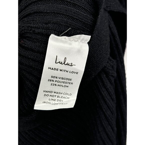 Lulus Ribbed Surplice Wrap Midi Sweater Dress Duster Cardigan Black Large NEW - Picture 6 of 8
